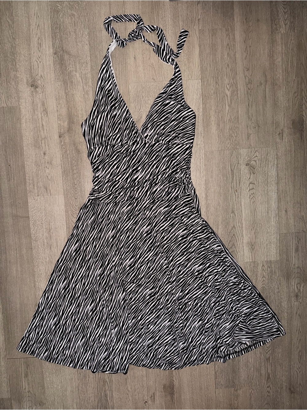My Michelle Black & White Zebra Halter Mini Dress